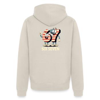 US Flag 67 Memes Six Seven - Unisex Premium Organic Zip Hoodie - beige - Back - Thijin (182cm)