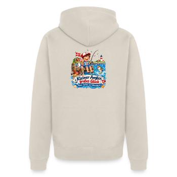 KleinerAngler GroßesGlück Küstenpoesie - Unisex Premium Bio Zip Hoodie - Beige - Hinten - Thijin (182cm)