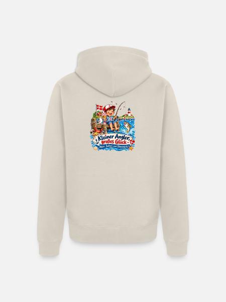 KleinerAngler GroßesGlück Küstenpoesie - Unisex Premium Bio Zip Hoodie - Beige
