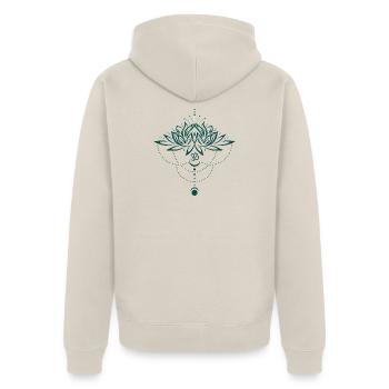 Lotus Lotusblume Om Symbol Mond Yoga - Unisex Premium Bio Zip Hoodie - Beige - Hinten - Thijin (182cm)