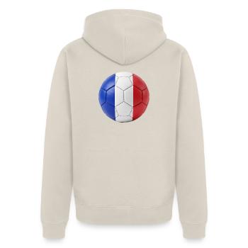 FLAGGE FRANKREICHS AUF EINEM FUSSBALL - Unisex Premium Bio Zip Hoodie - Beige - Hinten - Thijin (182cm)