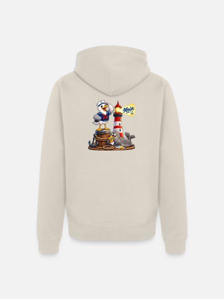 Moin - Freunde Seemöwe Seehund - Unisex Premium Bio Zip Hoodie - Beige