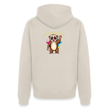 Guddi Lemur Jubelmotiv. Adieu drôle. - Veste à capuche bio Premium Unisexe - beige - Dos - Thijin (182cm)
