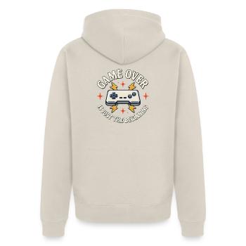 Game Over ist erst der Anfang - Unisex Premium Bio Zip Hoodie - Beige - Hinten - Thijin (182cm)