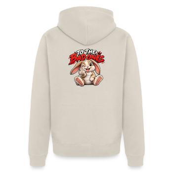 Provokanter Hase für die Bösen - Unisex Premium Bio Zip Hoodie - Beige - Hinten - Thijin (182cm)