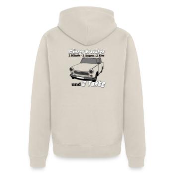  , DDR , 2 Hände 2 Augen 2 Eier 2 Takte (25 - Unisex Premium Bio Zip Hoodie - Beige - Hinten - Thijin (182cm)