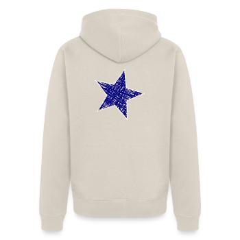 STERN. STERNE. STERN. STERNE. FEST. JAHRESTAG - Unisex Premium Bio Zip Hoodie - Beige - Hinten - Thijin (182cm)