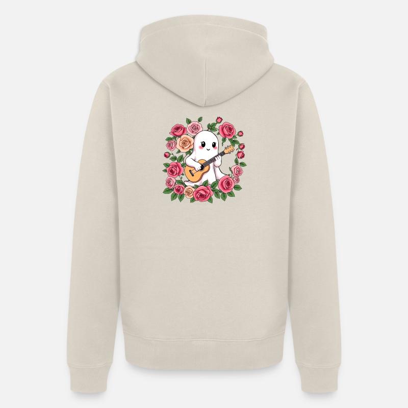 Ghost joue de la guitare - Veste à capuche bio Premium Unisexe - beige
