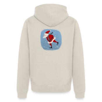 Weihnachtsmann auf Kufen - Unisex Premium Bio Zip Hoodie - Beige - Hinten - Thijin (182cm)