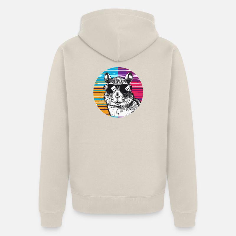 Hamster avec lunettes de soleil - Veste à capuche bio Premium Unisexe - beige