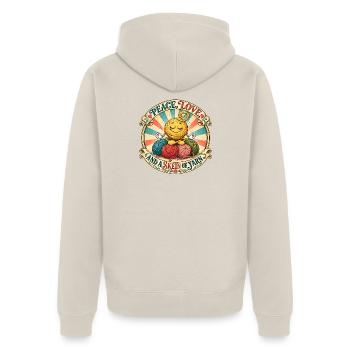 Peace, Love, and a Skein of Yarn – Woolicons - Unisex Premium Bio Zip Hoodie - Beige - Hinten - Thijin (182cm)