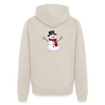 Schneemann - Unisex Premium Bio Zip Hoodie - Beige - Hinten - Thijin (182cm)