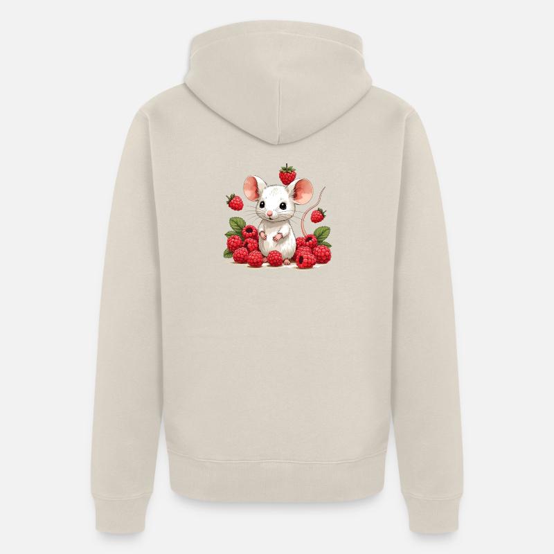 Illustration de souris de baie mignonne - Veste à capuche bio Premium Unisexe - beige