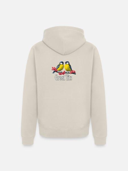 Kohltitten Duo auf roten Beeren - Unisex Premium Bio Zip Hoodie - Beige