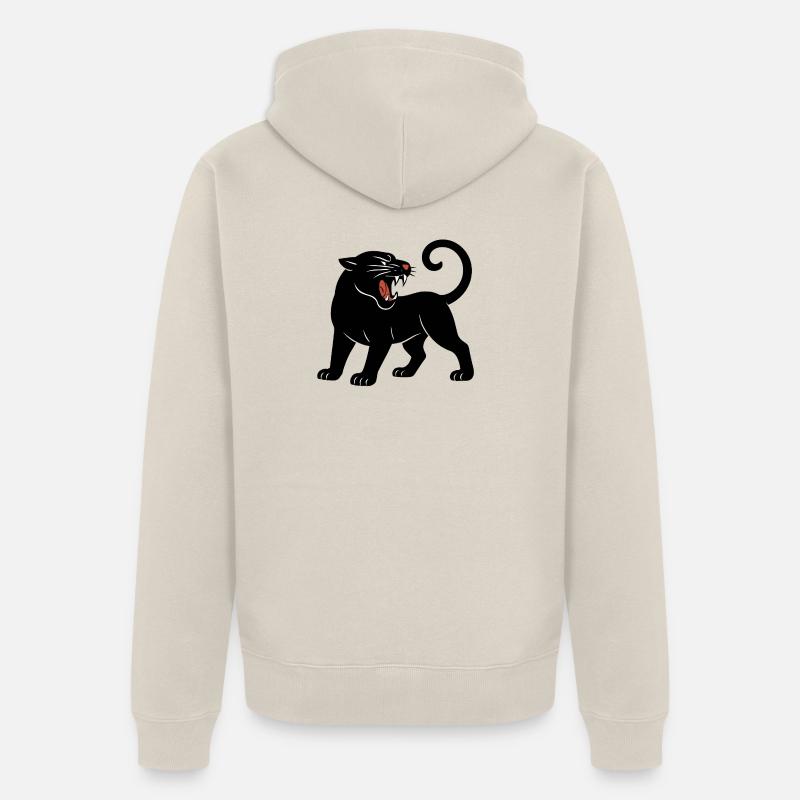 Schwarzer Panther Brüllt - Veste à capuche bio Premium Unisexe - beige