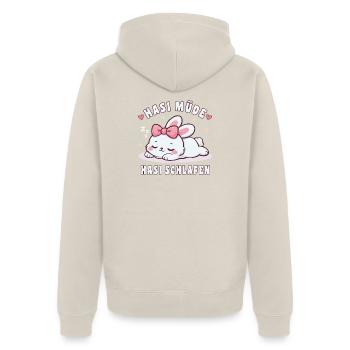 Niedliches Schlafshirt Hasi Müde Hasi Schlafen - Unisex Premium Bio Zip Hoodie - Beige - Hinten - Thijin (182cm)