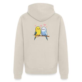Budgies - Unisex Premium Organic Zip Hoodie - beige - Back - Thijin (182cm)