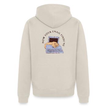WIE DEINE E-MAIL MICH GEFUNDEN HAT - Unisex Premium Bio Zip Hoodie - Beige - Hinten - Thijin (182cm)