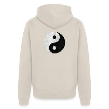 Yoga Shirts, Yin und Yang mosaikmuster - Unisex Premium Bio Zip Hoodie - Beige - Hinten - Thijin (182cm)