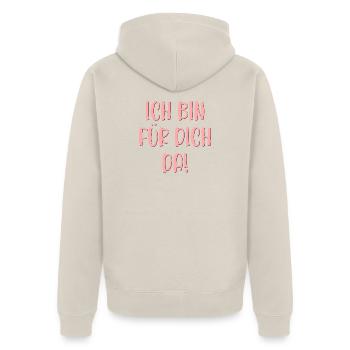 Ich bin für Dich da - Vertrauen Sprüche - Unisex Premium Bio Zip Hoodie - Beige - Hinten - Thijin (182cm)
