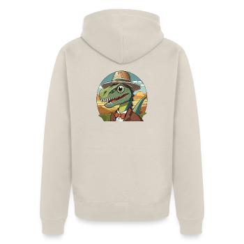 dinosaure drôle avec chapeau dans le style comique - Veste à capuche bio Premium Unisexe - beige - Dos - Thijin (182cm)