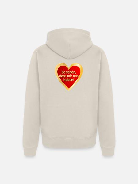 VALENTINSTAG SPRÜCHE BEZIEHUNG HERZ - Unisex Premium Bio Zip Hoodie - Beige