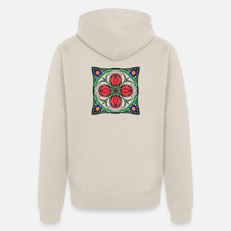 Mandala Art Déco Fleur - Veste à capuche bio Premium Unisexe - beige