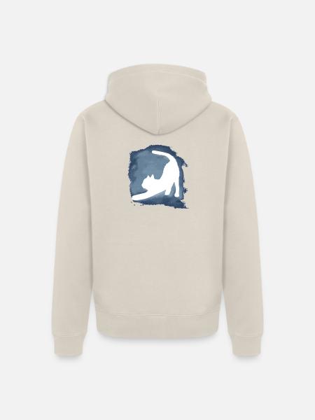 Katzensilhouette im Blauen Aquarell - Unisex Premium Bio Zip Hoodie - Beige