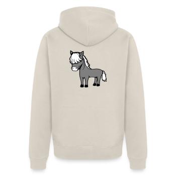 Horse Bob Hair Hairstyle Pony Foal Cute Comic - Unisex Premium Organic Zip Hoodie - beige - Back - Thijin (182cm)