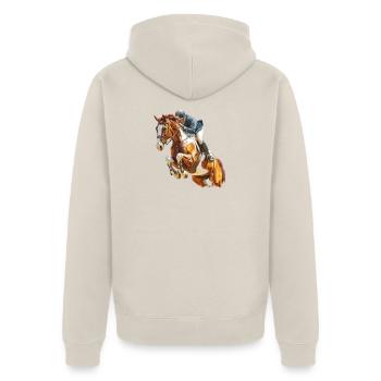 Cavalier au galop en saut - Veste à capuche bio Premium Unisexe - beige - Dos - Thijin (182cm)