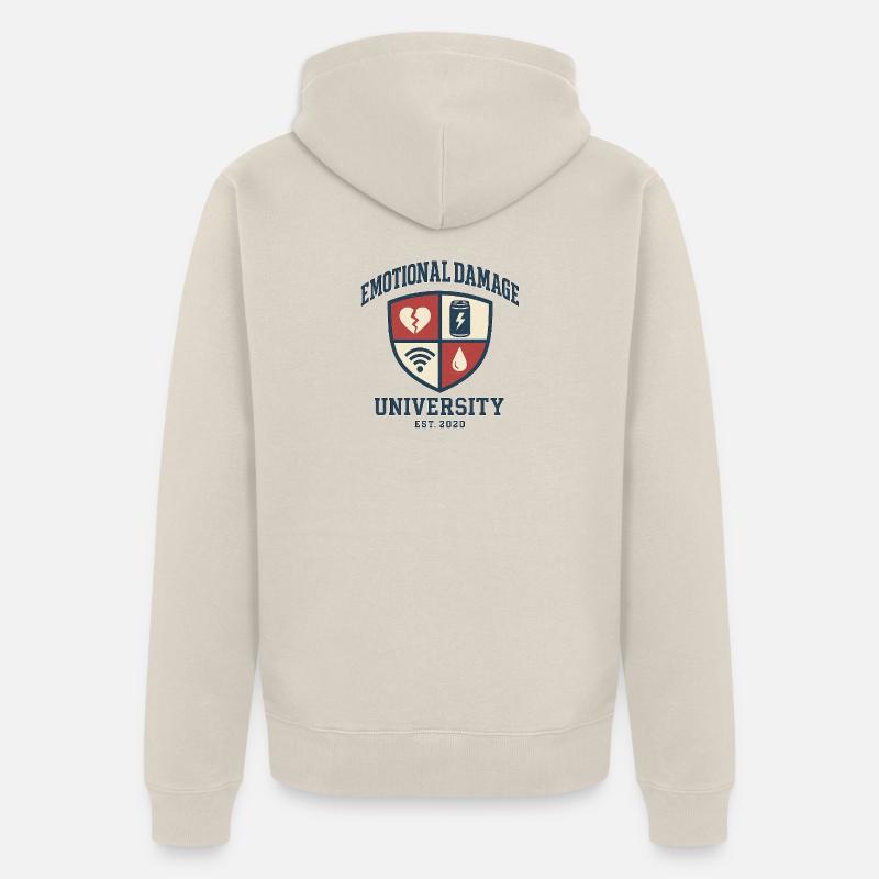 Dommages émotionnels à l’université - Veste à capuche bio Premium Unisexe - beige