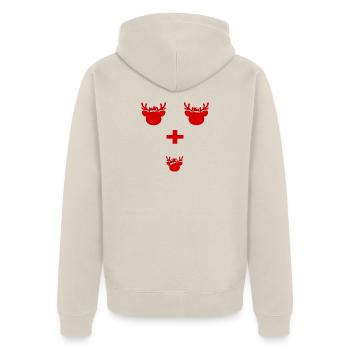 FIRST CHRISTMAS THREESOME REINDEER - Unisex Premium Organic Zip Hoodie - beige - Back - Thijin (182cm)
