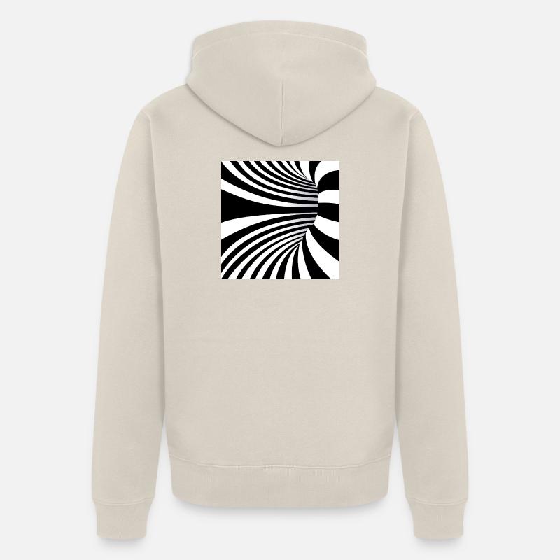 Ondes Noir et Blanc Hypnotiques - Veste à capuche bio Premium Unisexe - beige