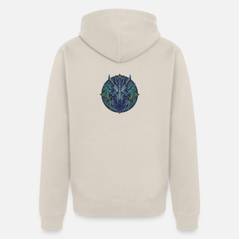 Dragon Sarcelle - Mandala - Veste à capuche bio Premium Unisexe - beige