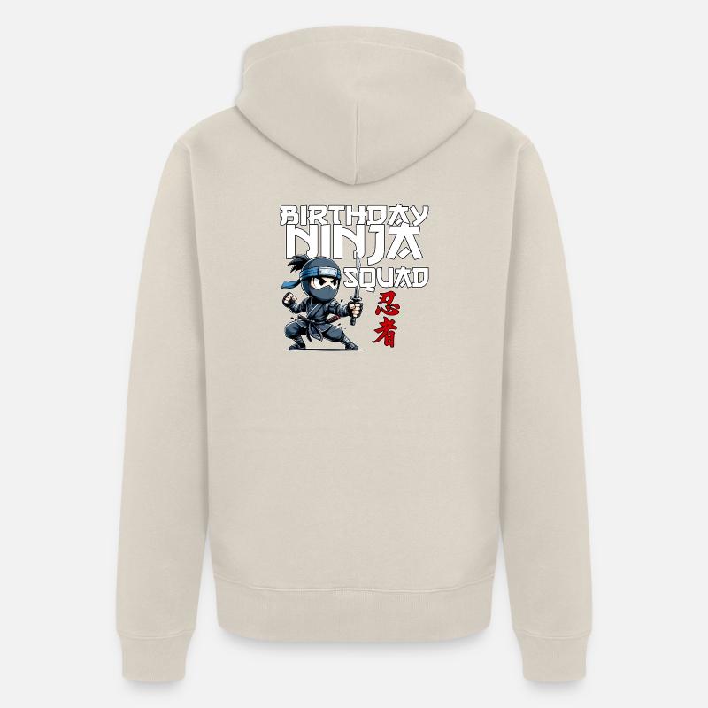 Anniversaire Ninja Squad Compleanno Drôle - Veste à capuche bio Premium Unisexe - beige