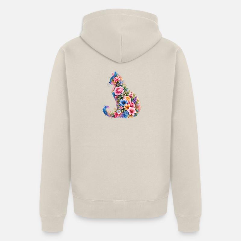 Fleurs aquarelles pour chats - Veste à capuche bio Premium Unisexe - beige