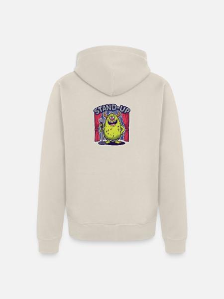 Stand-up-Monster auf der Bühne - Unisex Premium Bio Zip Hoodie - Beige