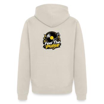 Feel The Pulse - Vinyl DJ Electro Music - Unisex Premium Organic Zip Hoodie - beige - Back - Thijin (182cm)