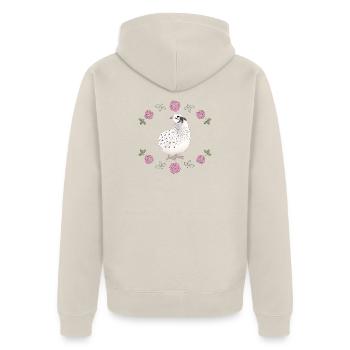 Vintage Wachtel Design mit Rosen - Unisex Premium Bio Zip Hoodie - Beige - Hinten - Thijin (182cm)