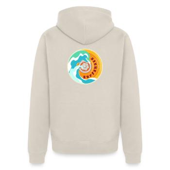 Surfskate Lover - Unisex Premium Bio Zip Hoodie - Beige - Hinten - Thijin (182cm)
