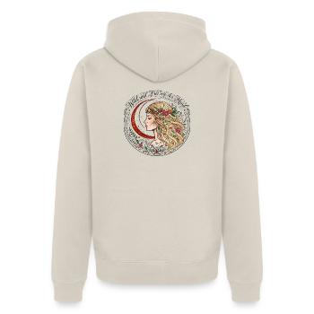 Wild Und Frei Wie Der Mond Boho Damen Yoga Shirt - Unisex Premium Bio Zip Hoodie - Beige - Hinten - Thijin (182cm)