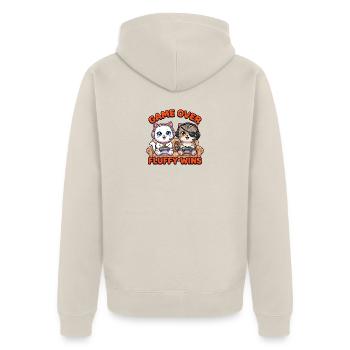Game Over Fluffy Wins Katzen - Unisex Premium Bio Zip Hoodie - Beige - Hinten - Thijin (182cm)