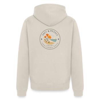 Salt & Petals – California Poppy Coastal Badge - Unisex Premium Organic Zip Hoodie - beige - Back - Thijin (182cm)