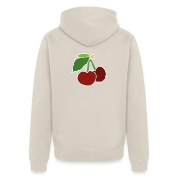 Red Cherries – Fruity Pop Illustration - Unisex Premium Organic Zip Hoodie - beige - Back - Thijin (182cm)