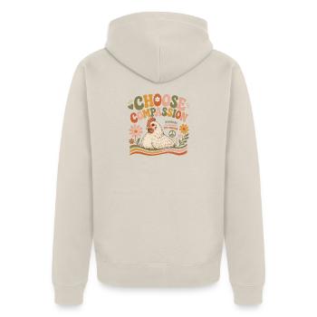 Choisissez Compassion Chicken Vegan Retro - Veste à capuche bio Premium Unisexe - beige - Dos - Thijin (182cm)