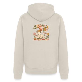 Kindness Wins Lamb Vegan Retro - Unisex Premium Organic Zip Hoodie - beige - Back - Thijin (182cm)