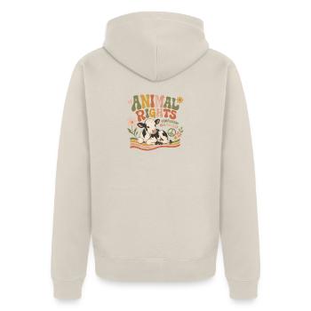 Veau Vegan Retro Animal Rights - Veste à capuche bio Premium Unisexe - beige - Dos - Thijin (182cm)