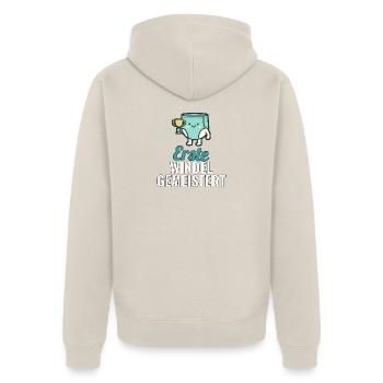 Babyshirt Geschenk: Erste Windel gemeistert - Unisex Premium Bio Zip Hoodie - Beige - Hinten - Thijin (182cm)