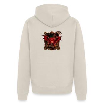 Mythische Chimäre - Unisex Premium Bio Zip Hoodie - Beige - Hinten - Thijin (182cm)