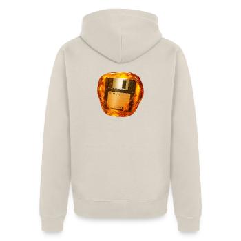Diskette in Bernstein versenkt - Unisex Premium Bio Zip Hoodie - Beige - Hinten - Thijin (182cm)